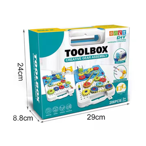 Lucky Toys à piles auto-assemblage boîte à outils ensemble jouets en plastique avec <span class=keywords><strong>206</strong></span> accessoires <span class=keywords><strong>bloc</strong></span> de construction pour enfants jouets - Product Image 4