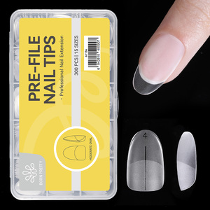 BORN PRETTY - <span class=keywords><strong>Uñas</strong></span> Postizas Acrílicas Transparentes Pre-File, 300 Piezas/caja, Ultrafinas, Forma Almendrada Moderada, Cobertura Completa, Puntas de <span class=keywords><strong>Uñas</strong></span> de Gel Suave, Venta al por Mayor - Product Image 1