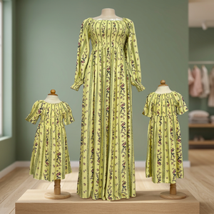 Vestidos Maxi Casuales de Lujo y Calidad Premium para Madre e Hija, Estilo Jalabiya, Impresión Digital, Lavables, Transpirables, Cintura Elástica, Cuello en V - Product Image 3