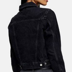 Produttore Signore di Modo Personalizza Il Nero Jean Crop Top A Maniche Lunghe Giacche di Jeans delle Donne - Product Image 5