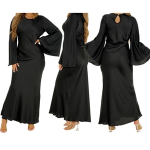 Abiti Premium da Donna con Scollo a <span class=keywords><strong>O</strong></span> e Maniche a Campana in Tinta Unita alla Moda - Product Image 3