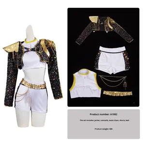 Disfraces de Cosplay de Estrellas del Grupo Femenino de K-Pop Hunter Girl, Versión de Piel Negra y Blanca de Rumi Black y <span class=keywords><strong>Zoe</strong></span>, Ropa para Actuaciones de Cosplay - Product Image 5