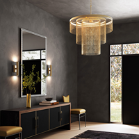 Lustre LED moderne de luxe nordique créatif à franges en laiton vieilli pour salon, villa, hôtel, espace commercial