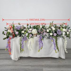 Decoración Floral Artificial para Bodas al Aire Libre Personalizada DKB, Camino de Flores Morado y Blanco, <span class=keywords><strong>Arreglos</strong></span> de Hileras - Product Image 2