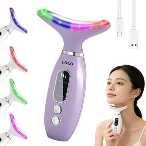Massaggiatore Termico per Viso e Collo a 4 Luci, Dispositivo Facciale con Terapia a LED <span class=keywords><strong>Viola</strong></span>, Rosso, Blu e Verde, Massaggio Caldo e Vibrazioni per Rassodare - Product Image 3