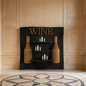 Estante de Madera ML-WD048 para Exhibición y Almacenamiento con Diseño de Botellas de Vino para Hogar, Bar, Villa, Tienda o Área de Recreo - Product Image 6