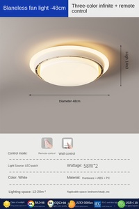 Ventilador de techo sin aspas de diseñador inteligente con luz LED empotrada y control remoto para decoración de dormitorio de Hotel cuerpo de Metal - Product Image 2