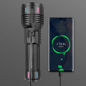 ไฟฉาย LED 30W ชาร์จใหม่ได้ด้วยการชาร์จ USB ไฟความเข้มสูงสำหรับใช้งานกลางแจ้ง โหมดสี RGB ไฟฉายระยะไกล - Product Image 1