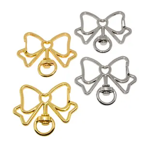 TANAI Factory Wholesale Bow Metal Spring Snap Hook for Keychain Accessories Light Gold Metal Snap Hooks