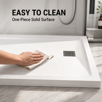 Base de douche et receveur monobloc en quartz massif moderne sur mesure, antidérapant, pour salle de bain et hôtel