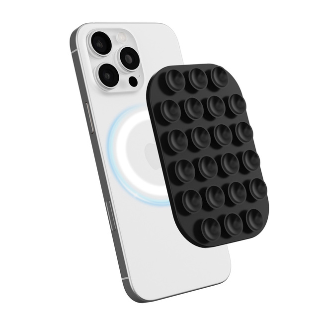MagSafe-Compatible Silicone Suction Phone Mount, Magnetic Suction Cup Holder for iPhone MagSafe Cases, Hands-Free for Selfies
