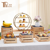 Présentoir à nourriture rectangulaire en bois de chêne pour buffet de restauration, design moderne, supports pour présentation de desserts