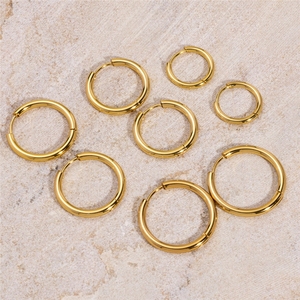 Classic 304 Gold Plated Stainless Steel Hinged <strong>Sleeper</strong> <strong>Earrings</strong> Hoops Circle Huggie <strong>Earring</strong> for Women <strong>Men</strong> DIY <strong>Earrings</strong> Supplies - Product Image 1