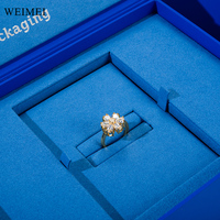 Ensemble d'emballage de bijoux bleu de luxe écologique WEIMEI, boîte à collier et à bague en microfibre, boîtes en carton de qualité supérieure