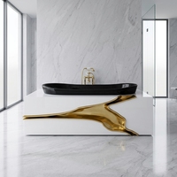 Baignoire autoportante de luxe, design moderne, peinte à la main, en acier inoxydable, pour villa et manoir, bain d'exception