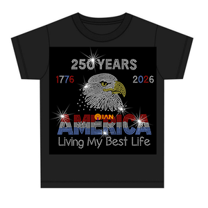 Parches de transferencia de diamantes de imitación personalizados con diseño de Gagle America 250th, brillantes, para el 4 de julio, con temática estadounidense, para ropa - Product Image 1