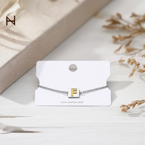 Pulsera de Acero Inoxidable de 12x14cm con Letra F, Chapada en Oro, Amuleto de Moda Unisex, Regalo - Product Image 3