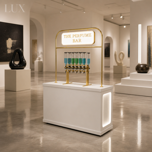 ตู้โชว์น้ำหอมแบบถอดประกอบได้ LUX ปรับแต่งได้ รถเข็นขายน้ำหอมเคลื่อนที่ ตู้ขายน้ำหอมขนาดเล็ก ดีไซน์สวยงาม - Product Image 6