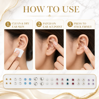 Autocollants auriculaires en strass scintillants, patchs d'acupression en cristal pour l'oreille, autocollants décoratifs pour graines auriculaires en gros
