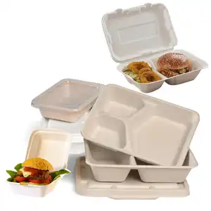 Eco friendly biodegradable disposable cornstarch corn starch takeaway take away bento lunch box food container