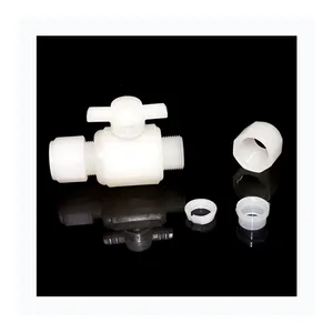 Negozio Online vendita calda doppio raccordo rubinetto plastica bianca PP PVDF valvola in plastica resistente alla corrosione