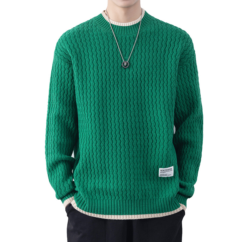 Custom logo Oem & Odm Men Sweaters Jacquard Pullover Knitwear Winter Crew Neck Knitted Cotton Designer Custom Knit Sweater