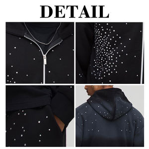 KIingSen - Conjunto de Sudadera con Capucha y Pantalones Deportivos para Hombre, Personalizado al por Mayor, de Felpa, Poliéster/Algodón, Transpirable, para Invierno, 360g, con Cierre de Cremallera y Pedrería - Product Image 6