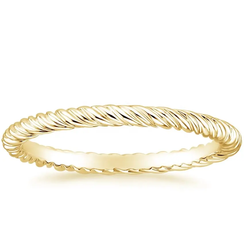 Fine Jewelry Classic Twisted Rope Design Stacked 18 Gold Plated Rings For Women And Men