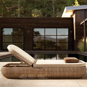 Chaise longue <span class=keywords><strong>en</strong></span> rotin PE pour <span class=keywords><strong>jardin</strong></span>, patio, extérieur, avec coussin confortable, nouveau design - Product Image 1