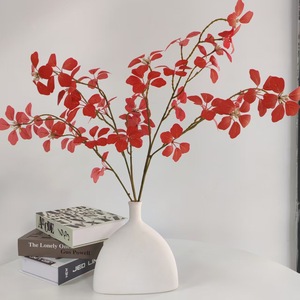ยูโจว คราฟต์ส์ กิ่งใบกวนอิมประดิษฐ์ สีแดง สีเหลือง สีเขียว ดอกไม้ผ้าไหม ของตกแต่งบ้าน อุปกรณ์ประกอบฉากกลางแจ้ง พิมพ์ 3 มิติ - Product Image 4