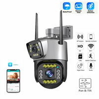Caméra de surveillance extérieure à double objectif HD 4MP avec surveillance à distance, imagerie CMOS, panoramique/inclinaison, Wi-Fi sans fil, caméra de sécurité domestique