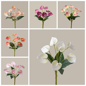 Bouquet d'Anthurium Artificiel Xiaxi à 7 Têtes, Rouge, Rose, Violet, en PVC Souple, pour Mariage et Décoration Intérieure - Product Image 3