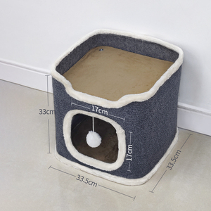 Kattenbedden Voor Katten Kubus Huisdier Huis Bedekt Grot Met Kras Pad Grote Schuilplaats Kat Tent Met Pluizige Bal Opknoping - Product Image 6