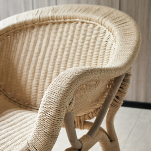 Sillón de Ratán <span class=keywords><strong>Natural</strong></span> Personalizable con Cojín, Estilo Bohemio Nórdico para Sala de Estar, Balcón, Interior y Semi-Exterior - Product Image 4