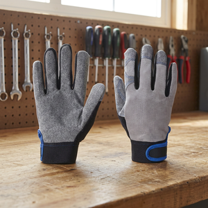 Gants de sécurité gris en PU JNA GROUP, bouts des doigts texturés, poignet élastique, antidérapants, épaisseur 4 mil, longueur 10 pouces, usage général - Product Image 2
