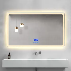 Hotel Smart Bathroom Mirror Wall Mount Led Bathroom Mirror With Clock