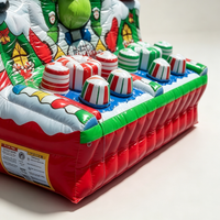 Jeu de tir gonflable Grinch de Noël avec capteur de lumière, cible de bonbons, jeu d'arcade d'intérieur pour les fêtes d'hiver, avec souffleur