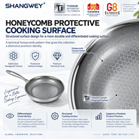 KFCC G8 Titanium Keramische Coating Honingraat Koekenpan PFAS Vrij PTFE Vrij Drielaags RVS OEM Kookgerei