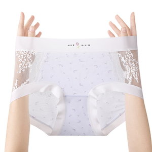 Mutandine Estive OEM a Vita Media in Seta Ghiaccio Traspirante con Pizzo, <span class=keywords><strong>Taglie</strong></span> <span class=keywords><strong>Forti</strong></span>, Leggere e Sexy con Aperture - Product Image 1