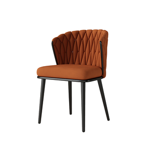 Venta al por mayor de artículos para el hogar, sillas de terciopelo para sala de estar, chaise de respaldo alto con pata dorada, sillas de cafetería - Product Image 4