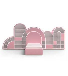 크리 에이 티브 핑크 저장 공주 침실 세트 여자 어린이 침대 현대