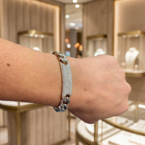 Pulsera de Diamantes Cultivados en Laboratorio con Certificación IGI, 2.00 CT, Pavé, Barra de Identificación, Cadena Cubana, Oro Sólido de 18K, 14K, 10K, Plata 925, Joyería para Hombre - Product Image 3