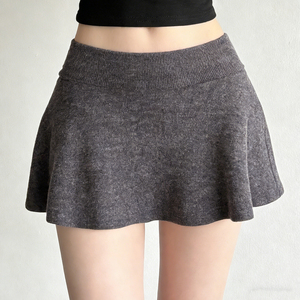 Jupe-short décontractée en tricot avec short intégré |   Jupe trapèze unie à taille basse, écologique et respirante - Product Image 5