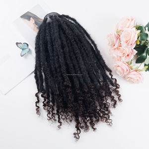 Clip con coulisse in capelli a coda di cavallo Crochet Boom Locs extension parrucchino per le donne con corpo sintetico e ricciolo di capelli umani - Product Image 1
