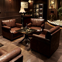Ensemble de canapé et table de bar vintage en bois massif rétro, usage commercial, meubles de bar à whisky et cigares