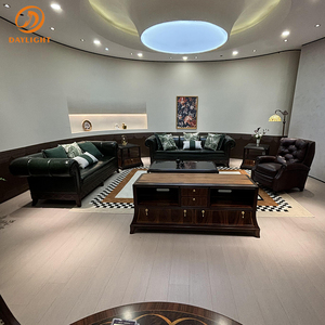 Royal Living Room Freizeit stuhl aus Holz Europäisches Mahagoni-<span class=keywords><strong>Sofa</strong></span> High-End Italien Elegantes antikes Lederset Villa Klassische Möbel - Product Image 5