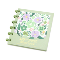 Carnet à spirales réutilisable A5, journal à couverture rigide à imprimé floral printanier avec pages détachables