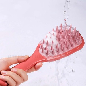 Brosse à cheveux en silicone avec logo personnalisé, à poils épais et manche long, pour massage du cuir chevelu et nettoyage à domicile - Product Image 4