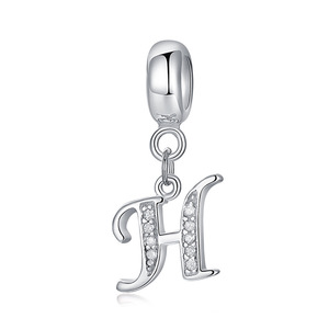 S925 sterling silver iniziale A-Z ciondola zircone 26 lettera di fascino del pendente di alfabeto Inglese branelli di fascino per il braccialetto <span class=keywords><strong>e</strong></span> la <span class=keywords><strong>collana</strong></span> - Product Image 5
