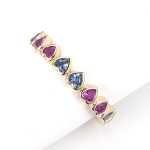 Bague arc-en-ciel tendance en corindon or jaune 9k pour femmes, émeraude de laboratoire - Product Image 5